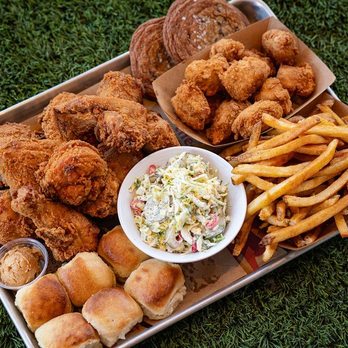The Crack Shack signature dishes Fried ChickenCrack FriesChicken Sandwich